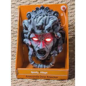 NEW Spooky Village Halloween Anaconda Lighted Door Knocker Sound Activated Decor